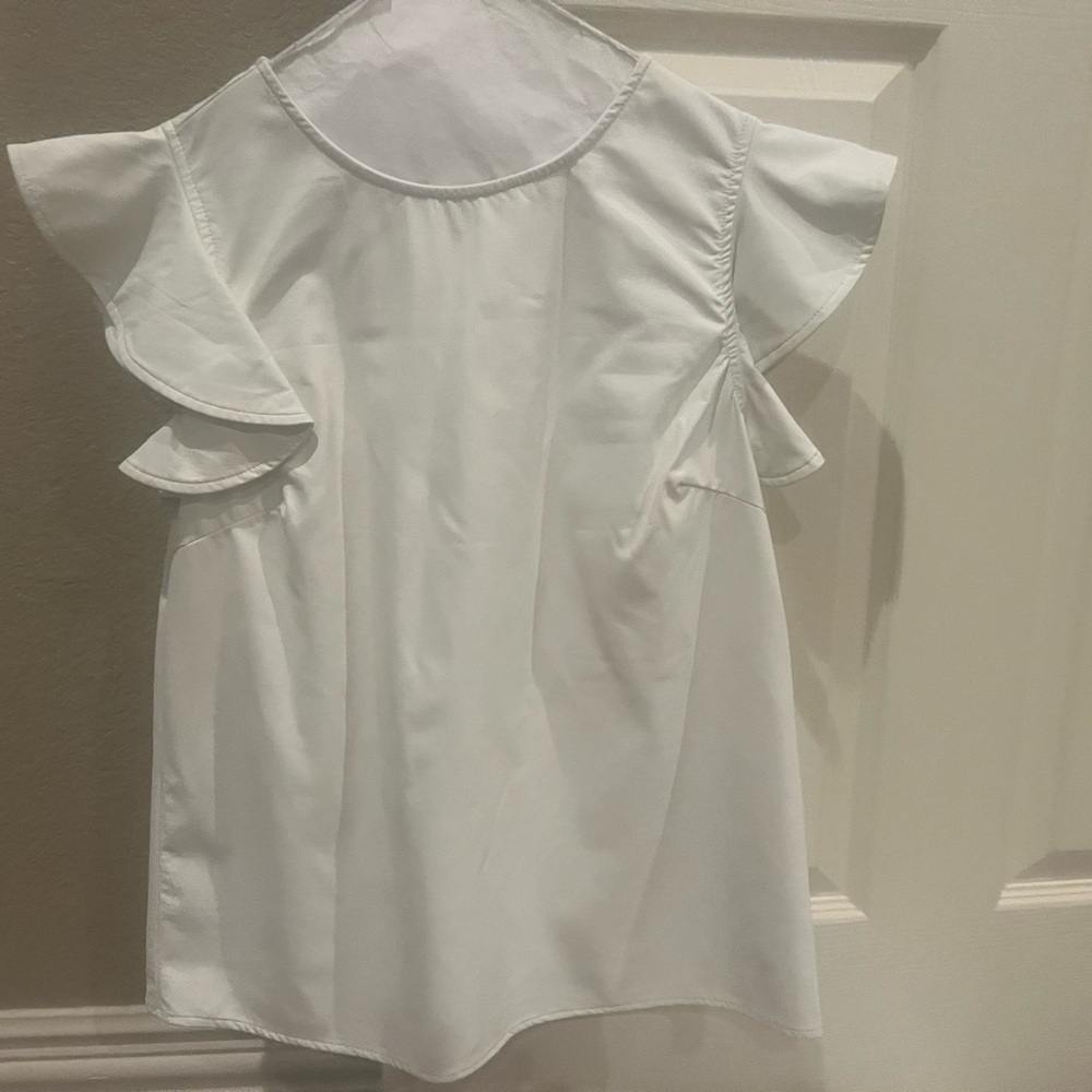 TCEC White Ruffle Sleeve Top